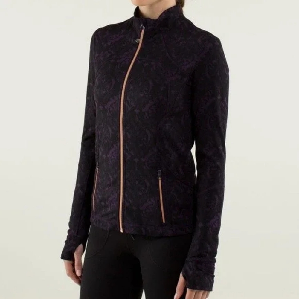 Lululemon Forme Jacket II Textured Baroque Deep Zinfandel Purple and Black Sz 4